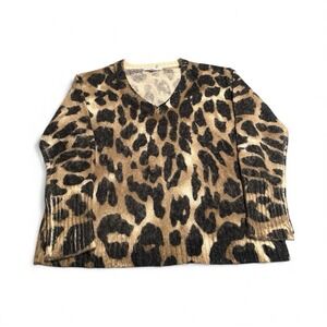 Young Fabulous And Broke Women's Sz S:M V Neck Leopard Print Fuzzy Sweater